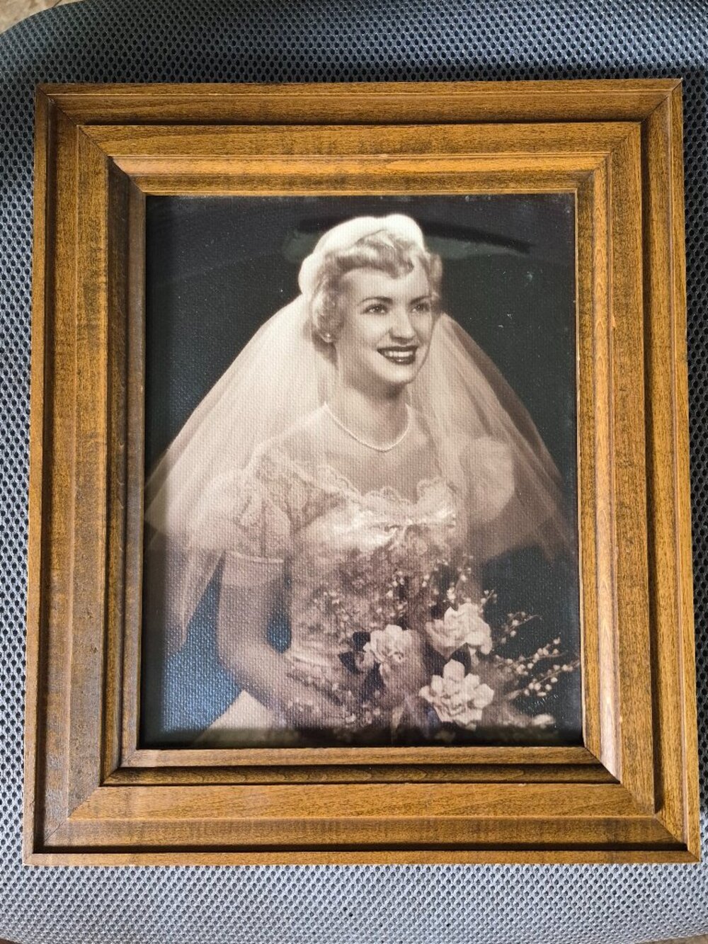 Vintage 1950 Bride Portrait Wood Framed - Classic Mid-Century Americana 11"x13"